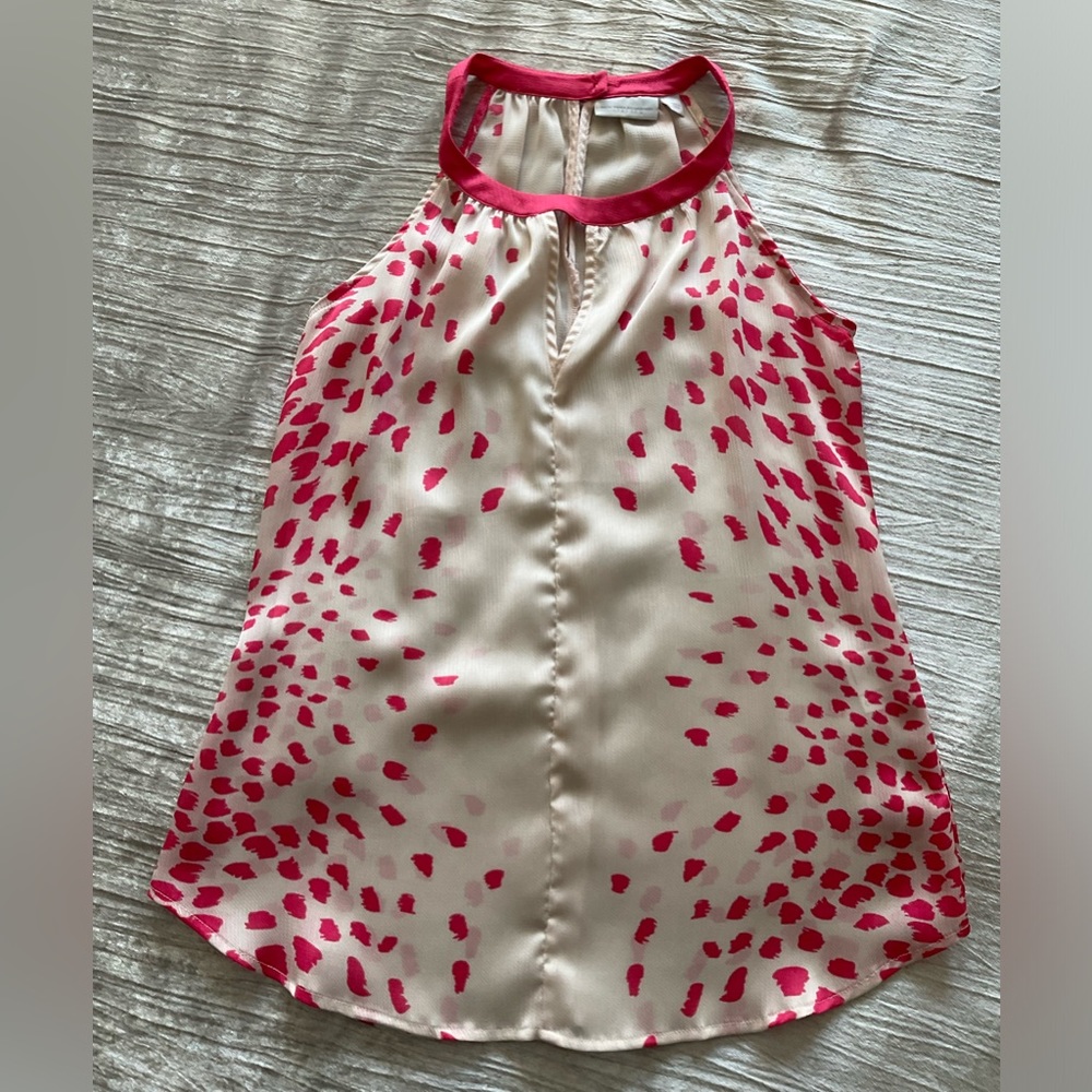 New York & Company. Silky Pink and Cream Top.